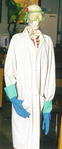 goggles, lab coat, and gloves