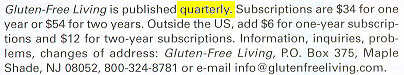 Info from Gluten Free Living Circulation Information